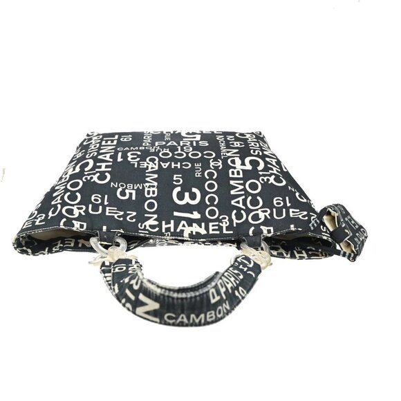 CHANEL Logo By Sea Shoulder Tote Bag Canvas Leather Black Made In Italy 73KB178 - Picture 5 of 16